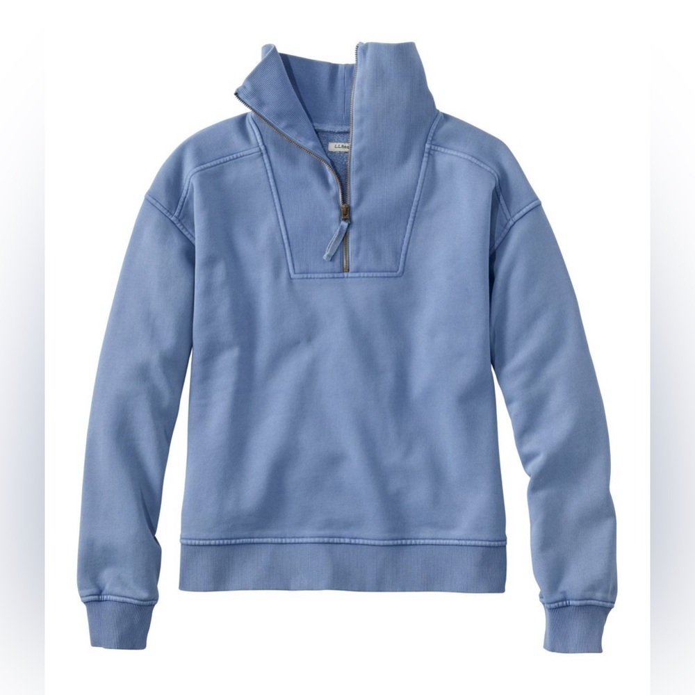 L.L. Bean Women’s Indigo Blue Sunwashed Quarter-Zip Pullover size small